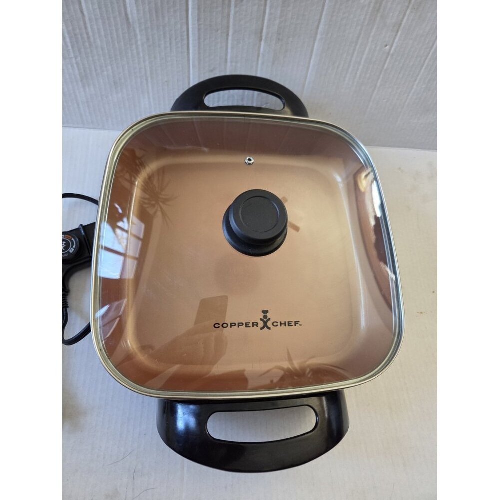 Copper Chef Electric Skillet 12" Simmer Saute Steam Fry Countertop CM 813 Tested